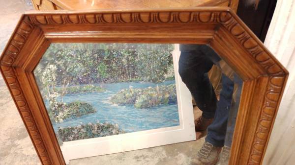 Vintage Oak Wall Mirror Carved Wood And Beveled Glass Long Vintage Oak Wall Mirror Carved Wood And Beveled Glass