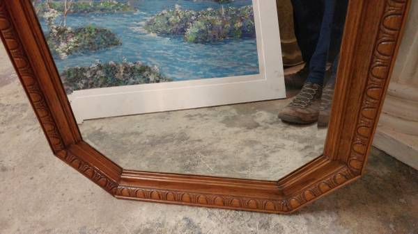 Vintage Oak Wall Mirror Carved Wood And Beveled Glass Long Vintage Oak Wall Mirror Carved Wood And Beveled Glass 00202 Lmmnnt8mb6j 600x450