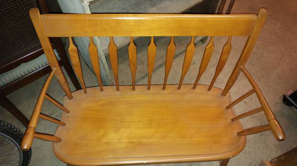 Nichols Stone Hitchcock Style Maple Settee Deacons Bench Long