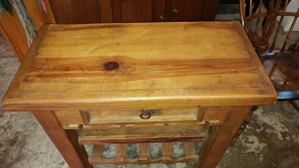 Solid Thick Pine Wine Bar * Very well Made * Heavy Strong ...