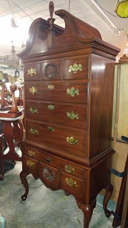 Henkel Harris 3 Part Philadelphia Mahogany Highboy Dresser Long