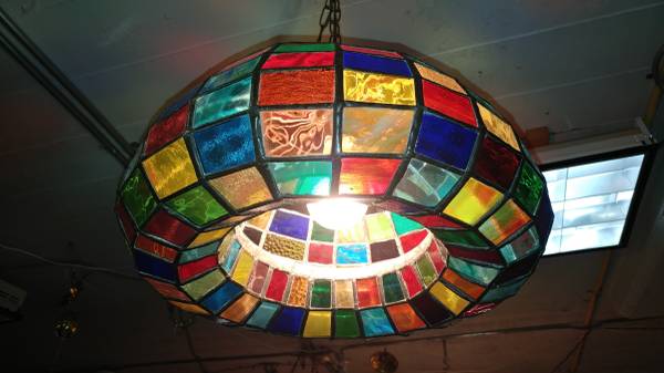 Large Stained Glass Chandelier Hand Crafted Beautiful So Unique