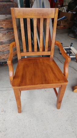 Antique Library Desk Chair Mission Style Solid Heavy Wood