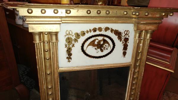 Antique 1800 S Mirror W Eagle Gold Frame And Hand Painted Mirror W Eagle Gold Frame