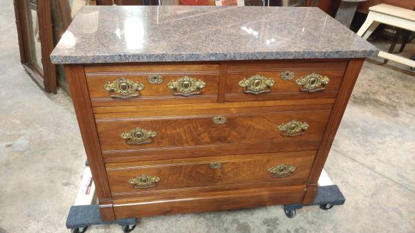 Antique Walnut Dresser W New Marble Top Beautiful Dresser