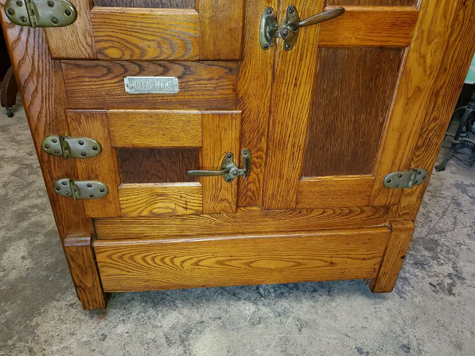 Antique 3 Door Oak Wood Ice Box Chest Refrigerator Long Valley Traders