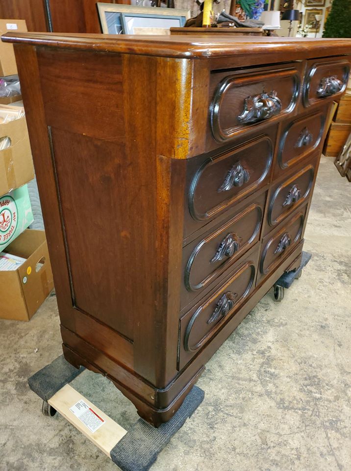 Antique 1800’s Solid Walnut 8 Drawer Dresser Chest Excellent Long