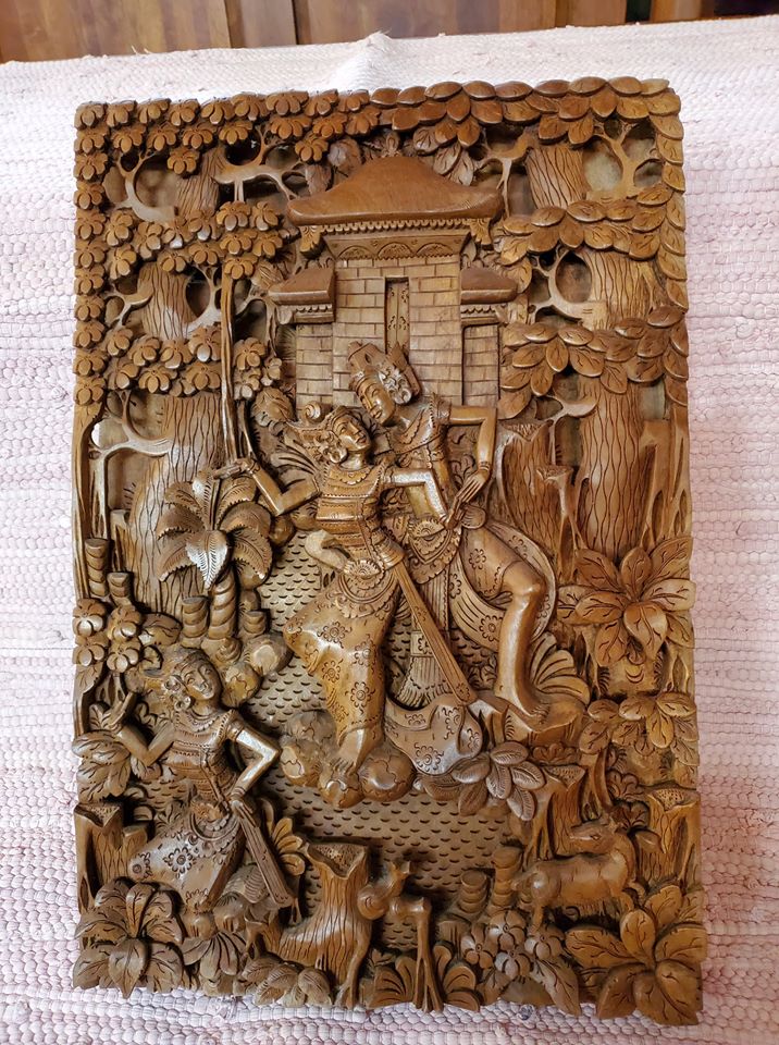 Beautiful Indian Carved Art Thick Wood Carving Amazing Long
