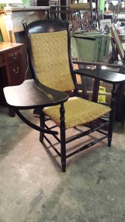 Antique Primitive Writing Chair School Desk W Side Writing Arms