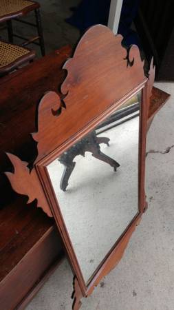 Antique Mahogany Chip And Dale Style Mirror Very Nice Long