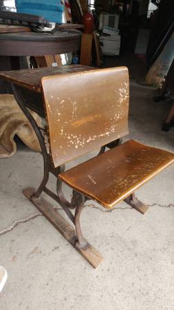 Antique Kids School Desk Iron Base Cool As A Foyer Table Long