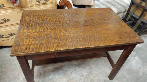 Antique Oak Library Table Tiger Oak Has Drawer Nice
