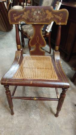 Antique Baltimore Side Chair Painted With Wicker Seat Fantastic