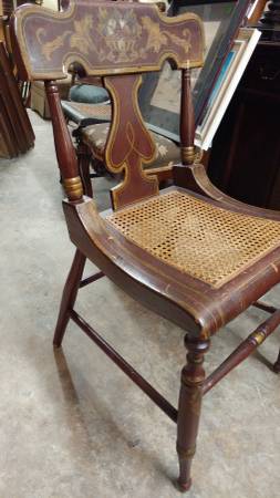 Antique Baltimore Side Chair Painted With Wicker Seat Fantastic