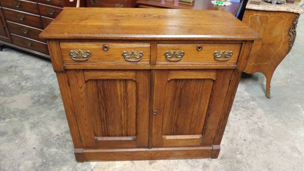 Antique Oak Kitchen Cabinet Cupboard Large Excellent Long