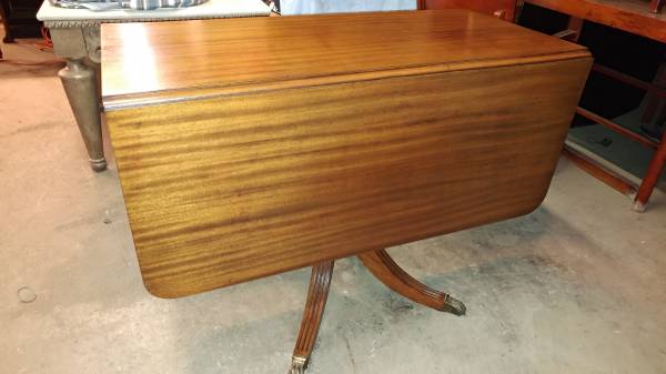 Antique Mahogany Drop Leaf Table Pedestal Base With Brass Claw