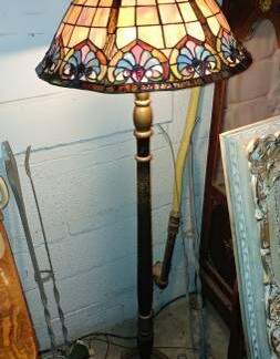Antique Floor Lamp W Newer Stained Glass Shade So Beautiful Long Valley Traders
