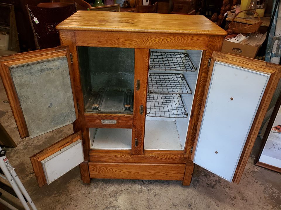 Antique 3 Door Oak Wood Ice Box Chest Refrigerator Long Valley Traders