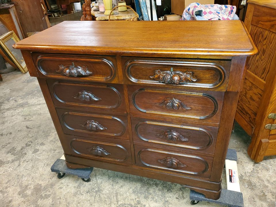 Antique 1800 S Solid Walnut 8 Drawer Dresser Chest Excellent