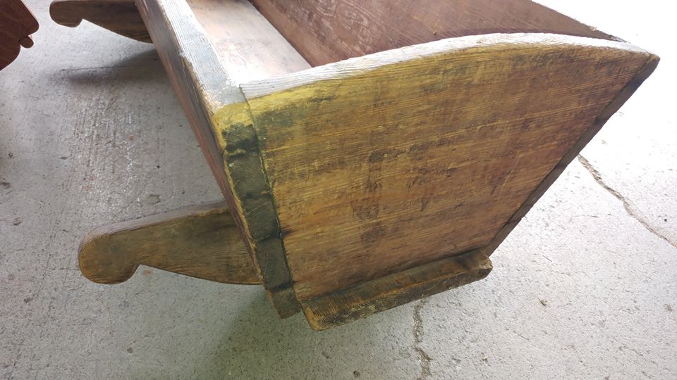 primitive antique wooden baby cradle