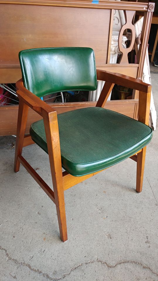 Mid Century Modern Walnut Arm Chair Gunlocke Green So Nice