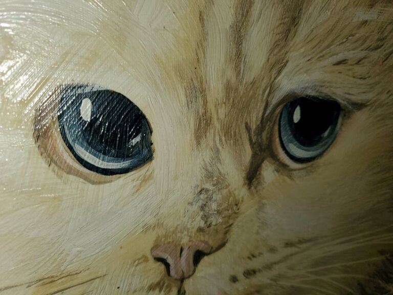 Large Persian Cat Oil Painting Artist Letterman 48 x 60 Long