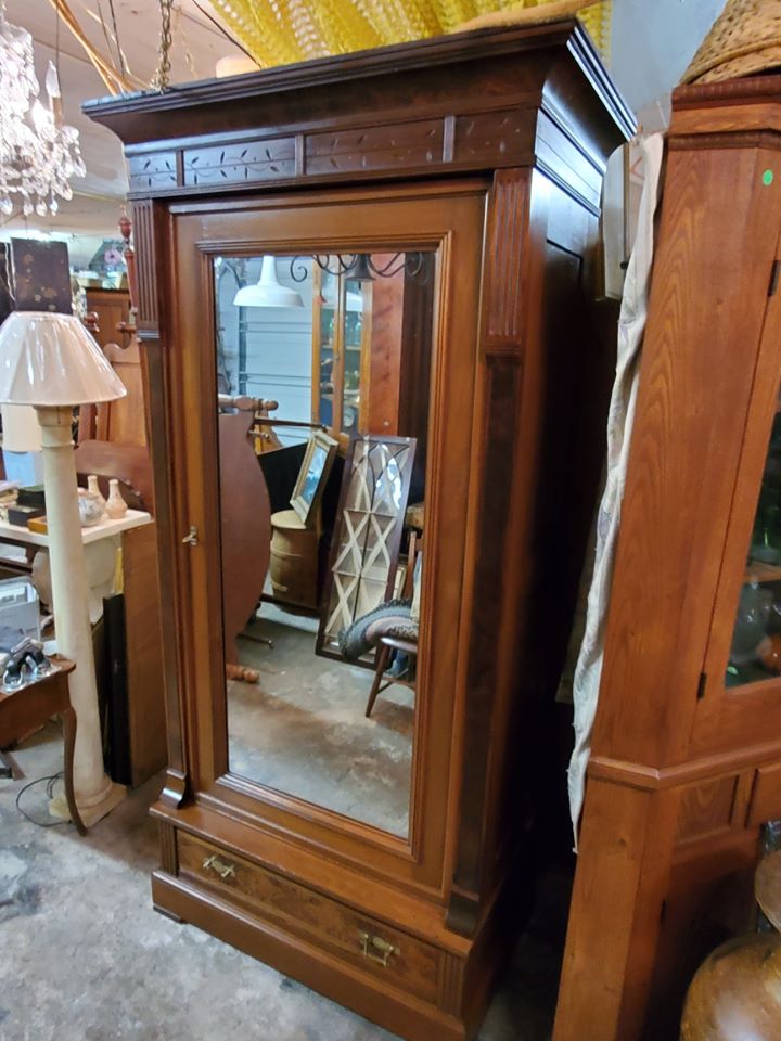 Vintage wardrobe on sale with mirror