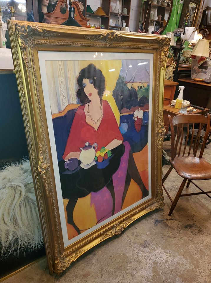 Large Framed Tarkay Art Print Gold Gilded Frame 45 x 57 Long