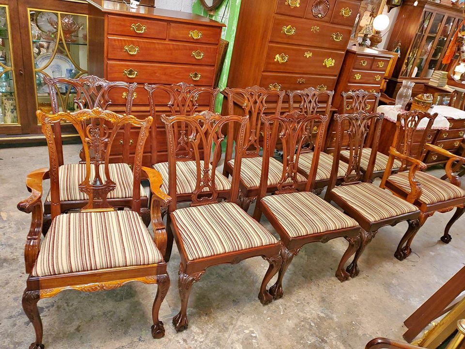 10 Baker Carved Mahogany chippendale Dining Chairs Beautiful Long