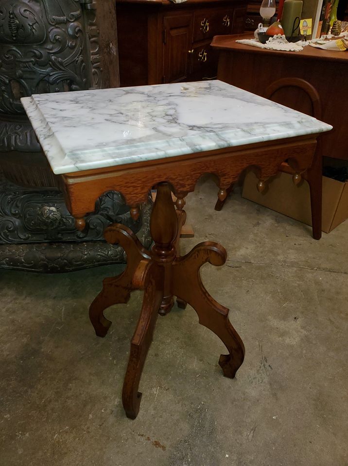 Vintage Marble Top Side Table Mahogany Base Beautiful Long Valley