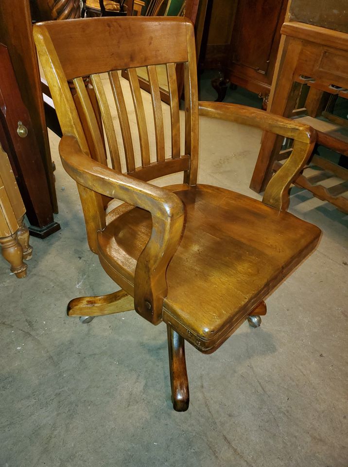 Excellent Vintage Walnut Office Desk Chair Very Nice Condition Long