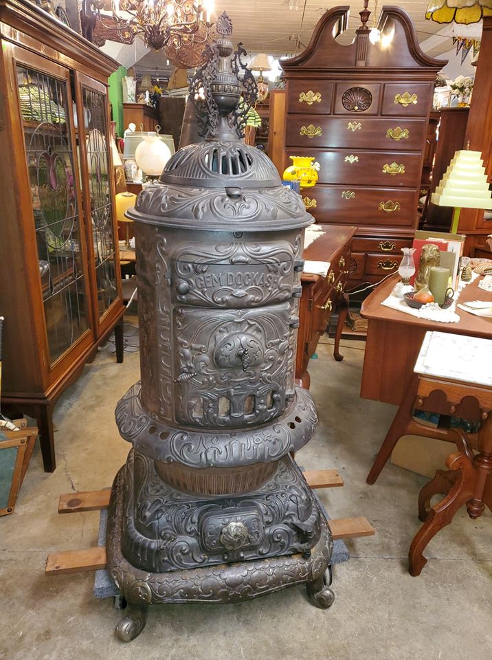 Antique Ex Large Cast Iron 1800's Wood Stove 63" tall Very Nice