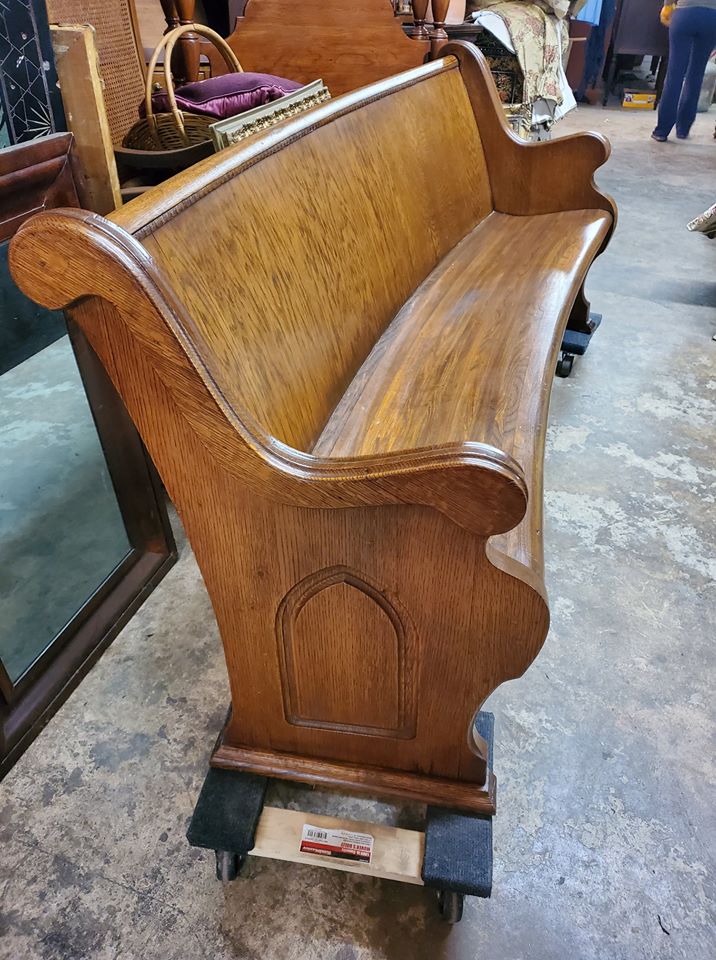 Antique Oak Church Pew Solid Oak Excellent Condition 6.5' long