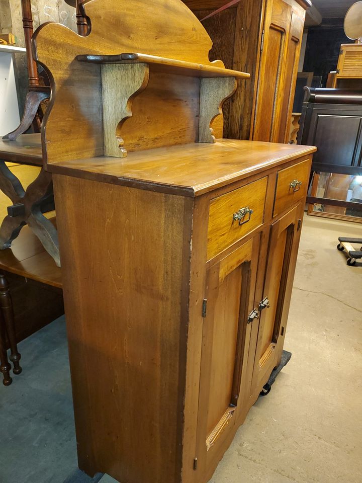 Antique Walnut Jelly Cabinet / Kitchen Server Cabinet w/ Hutch - Early ...