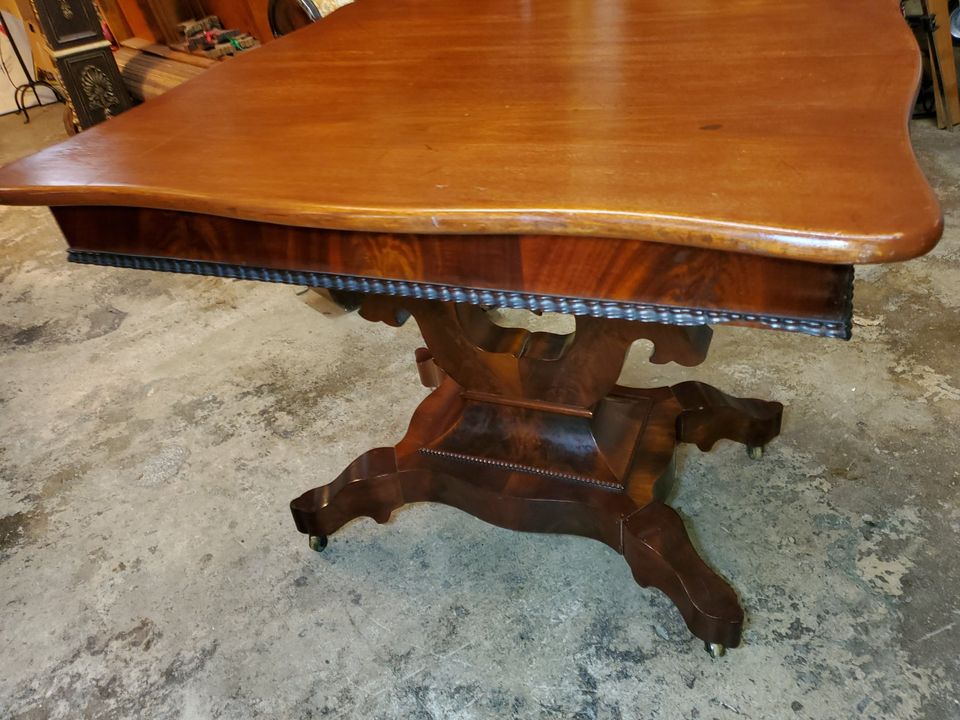 Antique Flame Mahogany Center Table 1800's made Beautiful Long