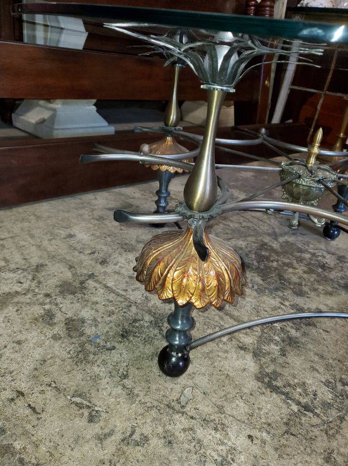 Modern Round Glass Top Coffee Table w/ Beautiful High End Metal Base