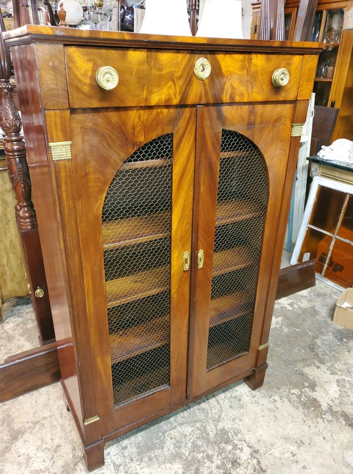Antique Flame Mahogany Tall Cupboard Beautiful! Long Valley Traders