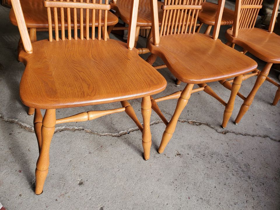Set of Six Oak Dining Chairs Excellent Condition Strong Sturdy