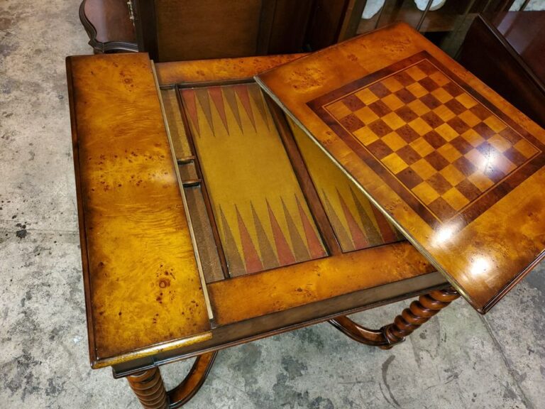 Theodore Alexander Game Table w/ Game pieces and Reversible Top