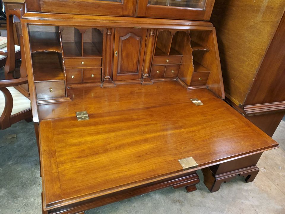 HENKEL HARRIS Solid Solid Black Cherry Secretary desk with Glass