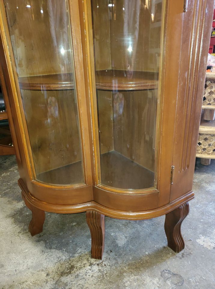 Solid Wood Vintage Corner / Display Nice Curved Front