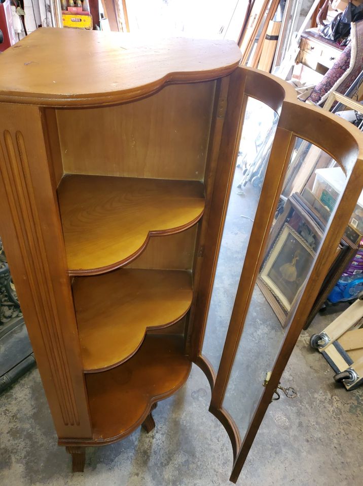 Solid Wood Vintage Corner / Display Nice Curved Front
