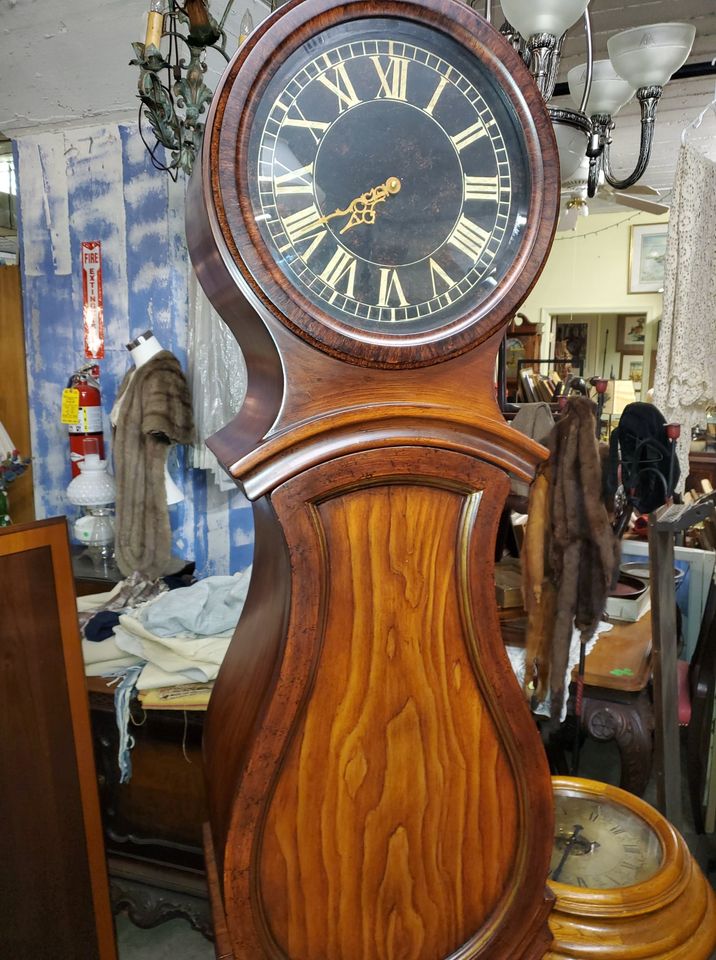 Modern Tall Clock Beautiful Wood Front Bombay Co. Long Valley Traders
