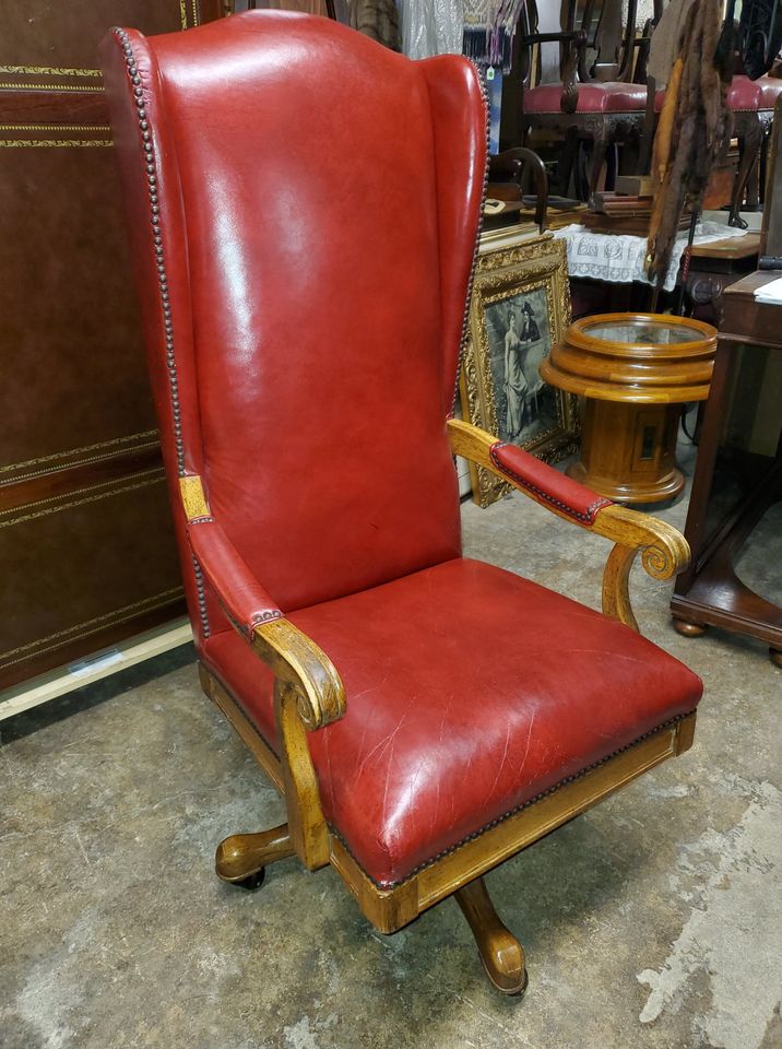 Red Leather Executive Office Desk Chair, Red Leather Computer Chair
