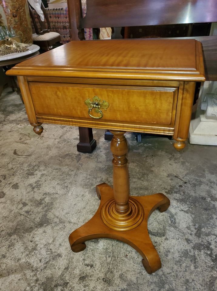 Maple Single Drawer Side Table Vintage Excellent Details Long