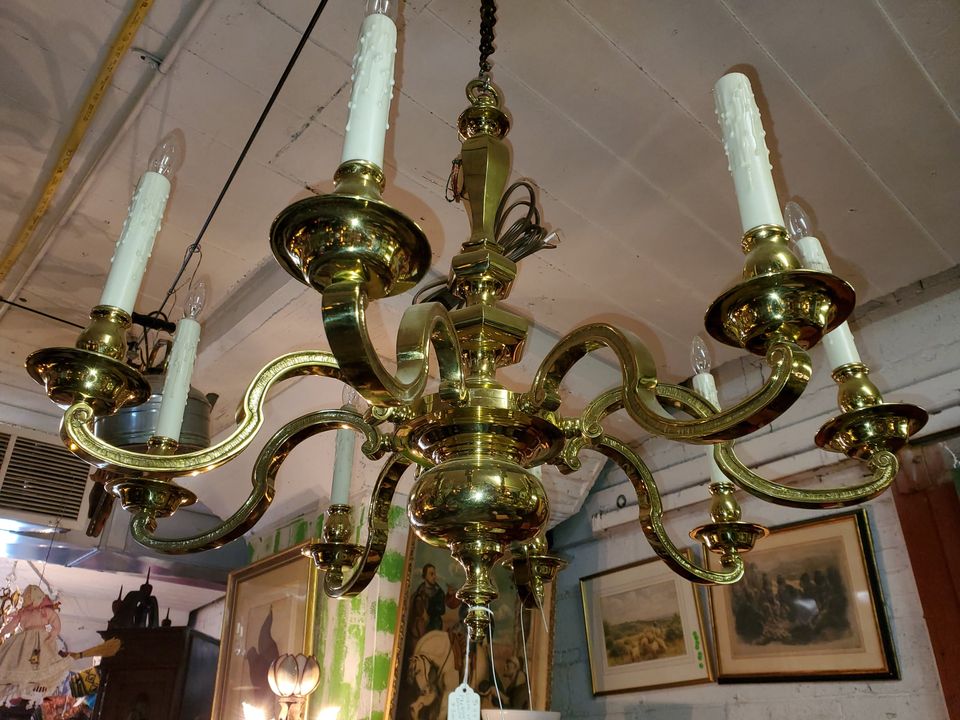 Vintage Solid Brass Chandelier - Heavy Solid French Brass