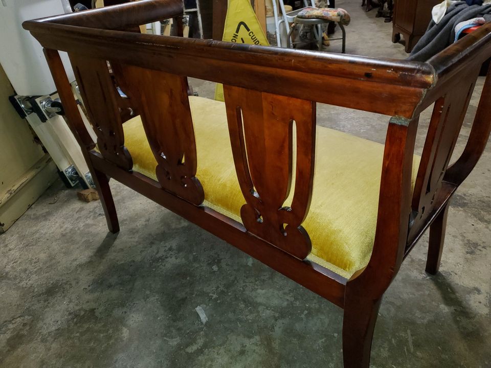 Antique Mahogany Bench Entry Hall bench Long Valley Traders