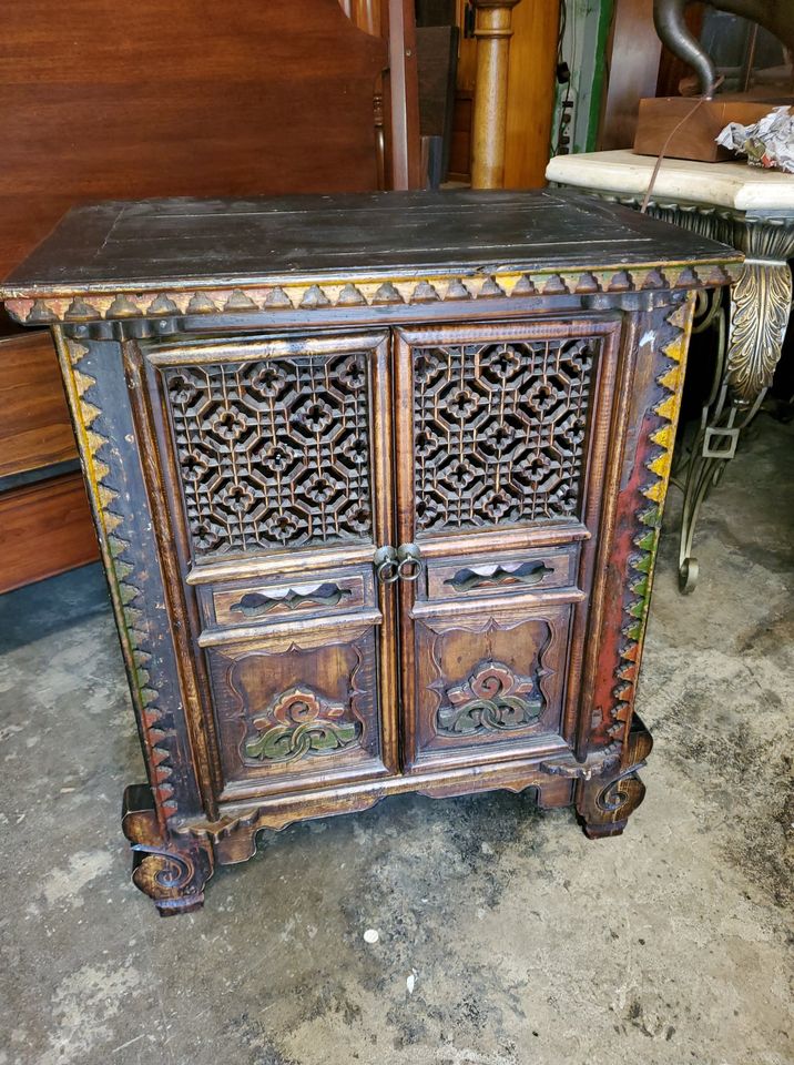 Antique Asian Carved small 2 door So Beautiful! Long Valley