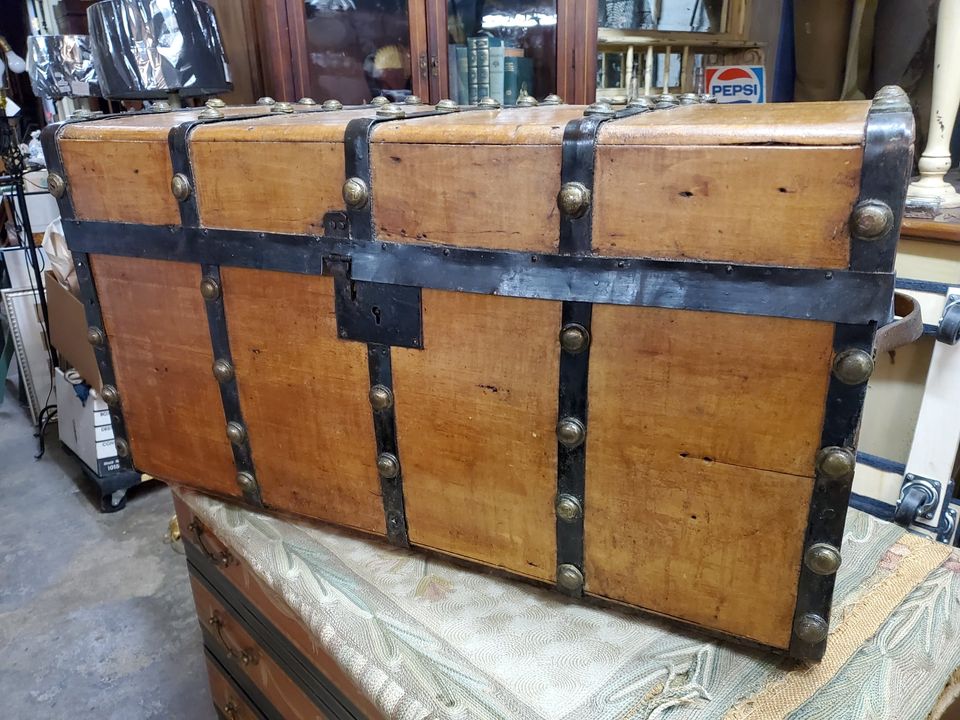 Antique Steamer Trunk Wide Dresser
