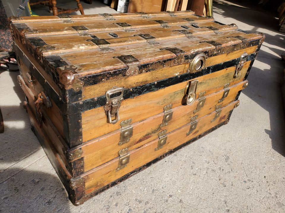 Antique Steamer Trunk Wide Dresser